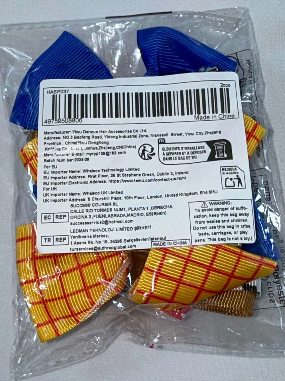 NWT-Toy Story Jessie 2-Piece Hair Bow Clips
